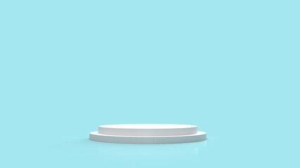 white Podium platform on blue background 3d rendering.