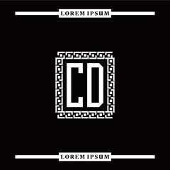 C D collection of initial logo designs with luxurious frame elements