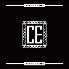 C E collection of initial logo designs with luxurious frame elements