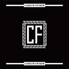 C F collection of initial logo designs with luxurious frame elements