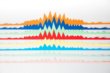 Colourful charts on white surface