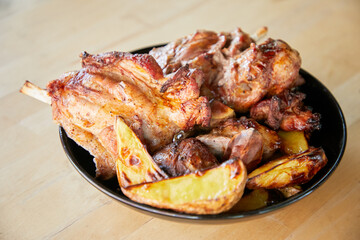 fried meat with potatoes