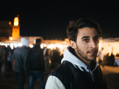 Arab in Marakesh city at night