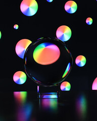 Photo of a lens ball that I sat in front of my monitor to use for back lighting and I added a...