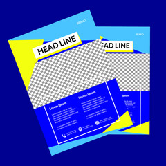 Template vector design for Brochure, AnnualReport,, Magazine, Poster, Corporate Presentation, Flyer, layout modern with blue color size A4