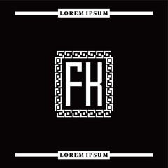 Obraz premium F K collection of initial logo designs with luxurious frame elements