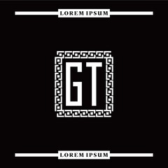 Obraz premium G T collection of initial logo designs with luxurious frame elements