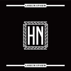 Fototapeta premium H N collection of initial logo designs with luxurious frame elements