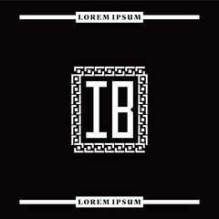 I B collection of initial logo designs with luxurious frame elements