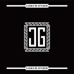 J G collection of initial logo designs with luxurious frame elements