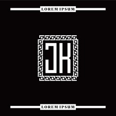 J K collection of initial logo designs with luxurious frame elements