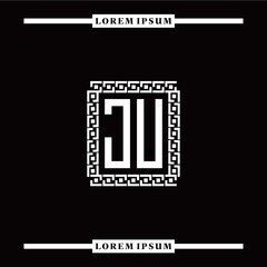 Obraz premium J U collection of initial logo designs with luxurious frame elements