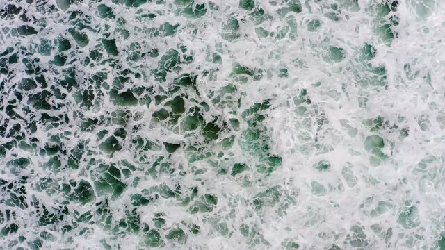 Aerial shot of waves at sea