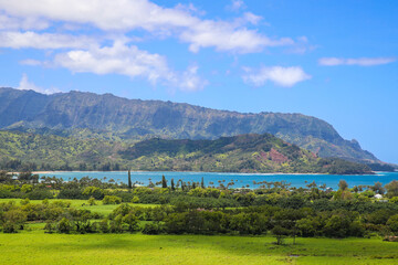 Naklejka premium Hanalei Bay lookout, Kauai, Hawaii