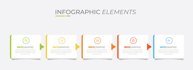 Business infographic element with 5 options, steps, number vector template design 