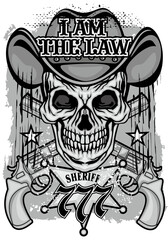 skull with gun, grunge vintage design t shirts