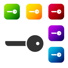 Black Key icon isolated on white background. Set icons in color square buttons. Vector Illustration.