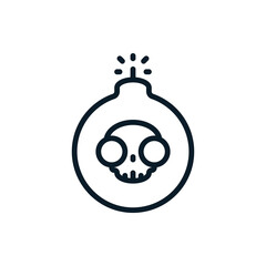 Bomb outline icons. Vector illustration. Editable stroke. Isolated icon suitable for web, infographics, interface and apps.