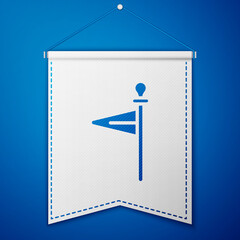 Blue Medieval flag icon isolated on blue background. Country, state, or territory ruled by a king or queen. White pennant template. Vector.