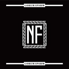 Fototapeta premium N F collection of initial logo designs with luxurious frame elements