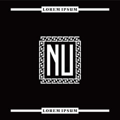 Obraz premium N U collection of initial logo designs with luxurious frame elements