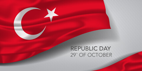Turkey happy republic day greeting card, banner with template text vector illustration