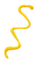 Honey mustard sauce isolated on a white background. Mustard spill or splash.