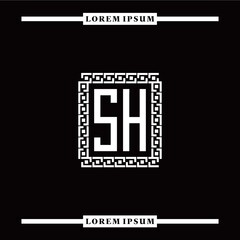 S H collection of initial logo designs with luxurious frame elements