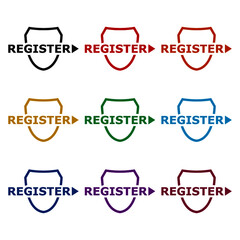 Register shield sign, color set