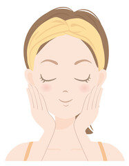 スキンケアをしている女性