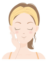 スキンケアをしている女性（保湿）