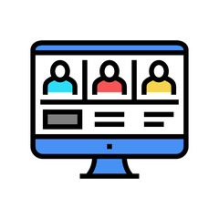 online meeting color icon vector. online meeting sign. isolated symbol illustration