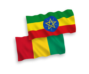 Flags of Guinea and Ethiopia on a white background