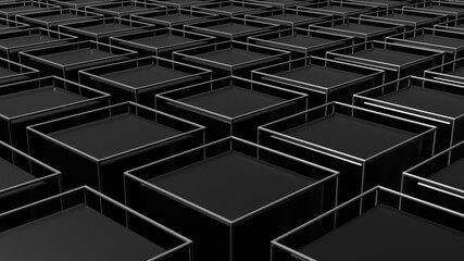 3d rendering of abstract black geometric background