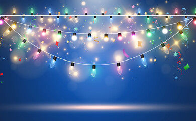 Vector illustration of a light garland on a transparent background.