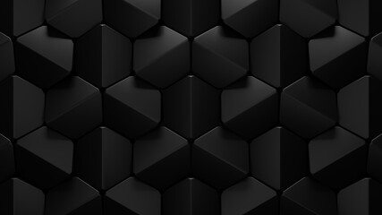 3d rendering of abstract black hexagonal background