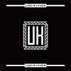 U K collection of initial logo designs with luxurious frame elements