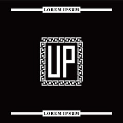 Obraz premium U P collection of initial logo designs with luxurious frame elements