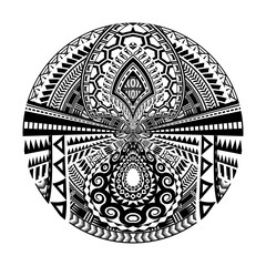 Maori polynesian ethnic circle tattoo shape
