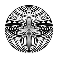 Maori polynesian ethnic circle tattoo shape