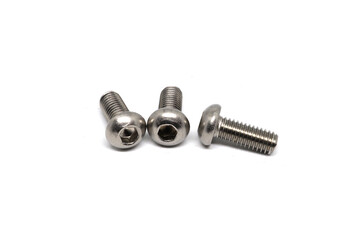 Stainless Button Head Socket Screws isolated on white background