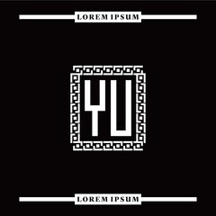 Y U collection of initial logo designs with luxurious frame elements