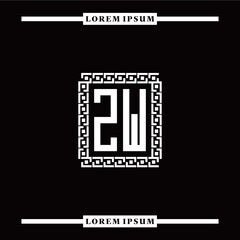 Z W collection of initial logo designs with luxurious frame elements