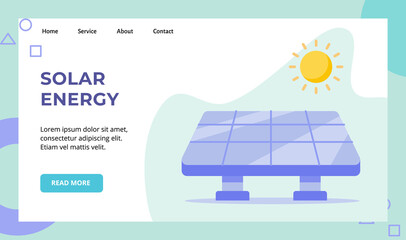 Solar energy panel cell sun campaign for web website home homepage landing page template banner with flat style