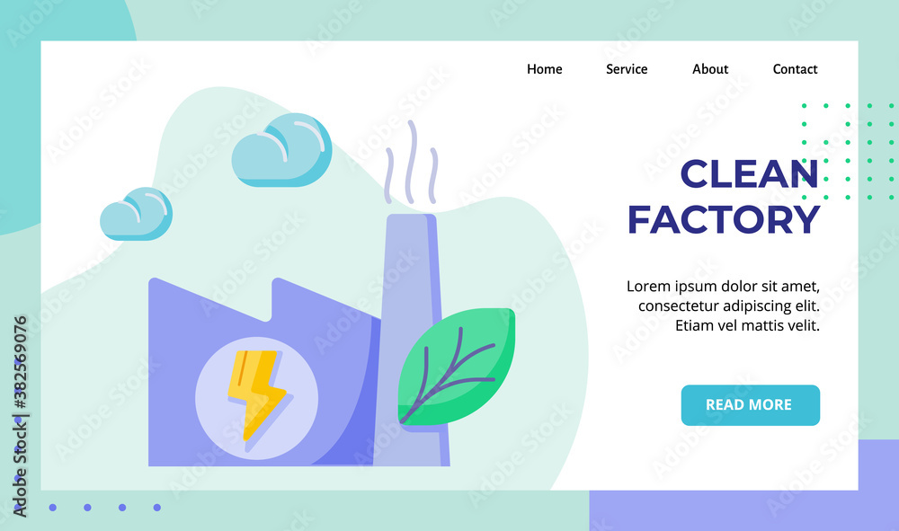 Poster clean factory emit low pollution campaign for web website home homepage landing page template banner