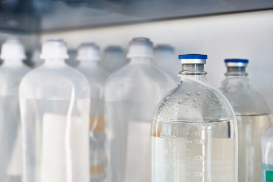 Bottles with medical infusions