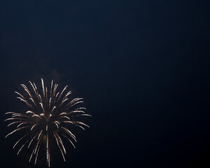 Picture of fireworks with copy space on the top and right side.