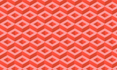 Abstract Cuboid background red. vector. Repeated and seamless pattern. The color theme is an old-style retro.