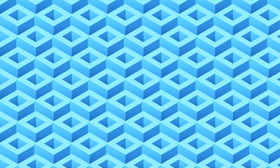 Abstract Cuboid background blue vector. Repeated and seamless pattern. The color theme is an old-style retro.
