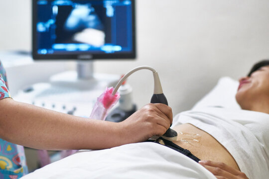 Patient having an ultrasound examination